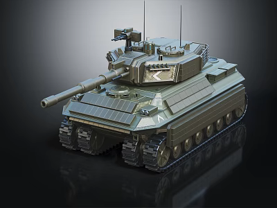 Modern Military Main Battle Tank With Turret Cannon And Armored Tracks 3d model