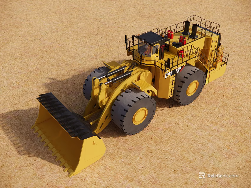 Yellow Heavy Duty Construction Vehicle With Large Tires And Bucket 3d model 
