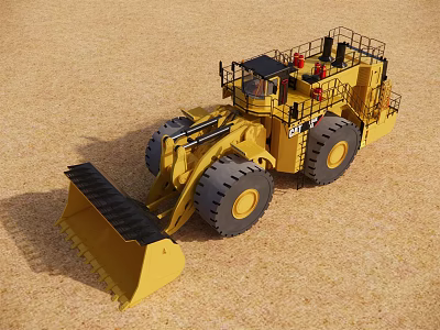 Yellow Heavy Duty Construction Vehicle With Large Tires And Bucket 3d model