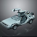 Silver Futuristic Car With Open Doors And Roof Mounted Equipment Design