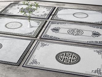 New Chinese Square Carpet 3d model