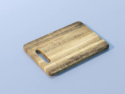 Natural Wooden Cutting Board With Wood Grain And Handle Hole For Kitchen Use 3d model