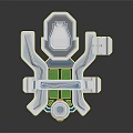 Futuristic Architectural Design 3D Model With Complex Interconnected Structure Blue White Accents And Green Areas