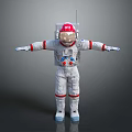 White Astronaut Spacesuit With Red Stripes Helmet And Backpack Design Elements