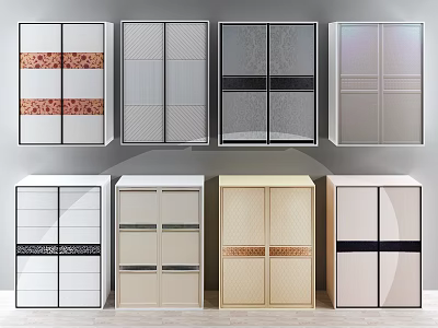 Modern Sliding Door Wardrobes With Various Designs Patterns And Color Finishes 3d model