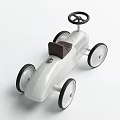 White Electric Toy Car With Brown Seat And Big Wheels