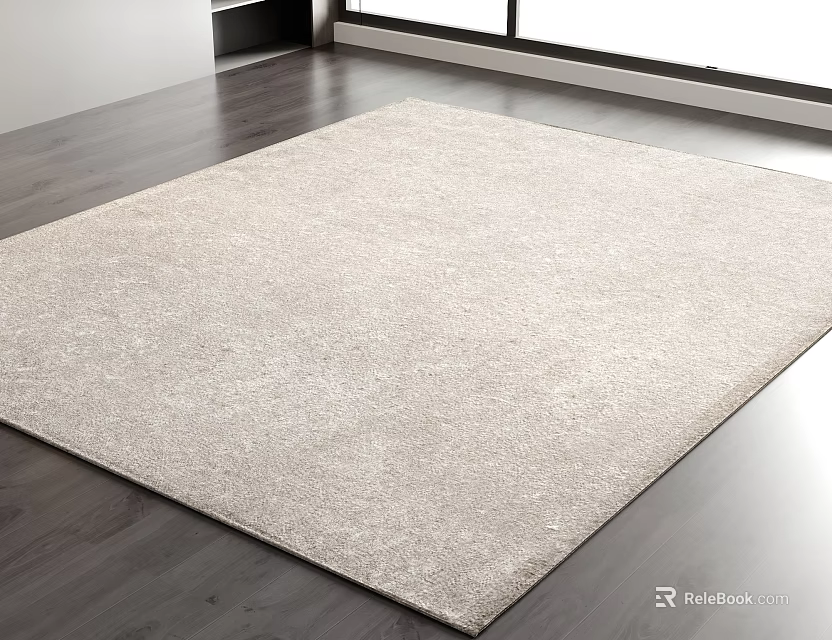 Light Gray Square Rug For Modern Indoor Living Room Wooden Floor Decor 3d model 