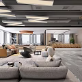Modern Lounge Area With Floor to Ceiling Windows City View Green Wall Sofa and Armchair