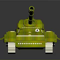 Green Tank 3D Model with Yellow Dots Tracks and Cannon 3d model