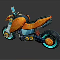 Stylish Orange And Blue Motorcycle With Modern Design Large Wheels And Reflective Surface