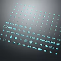 Blue Icons In Grid Arrangement On Dark Background Digital Design Elements 3d model