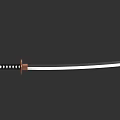 Traditional Samurai Sword With Silver Blade Black Handle Diamond Pattern And Copper Tsuba 3d model