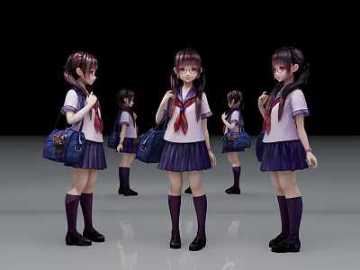 Modern Game Character Girl 3d model