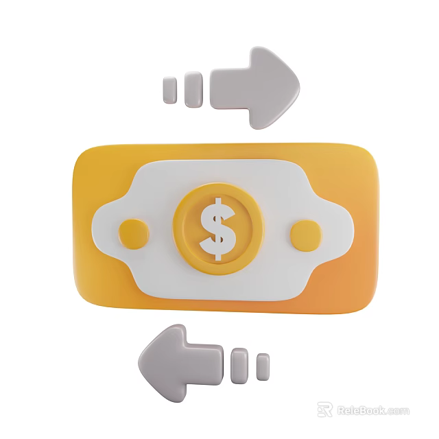 Modern Decorative Ornament Set In Yellow White With Dollar Symbol And Arrows 3d model 