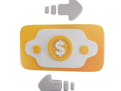 Modern Decorative Ornament Set In Yellow White With Dollar Symbol And Arrows 3d model