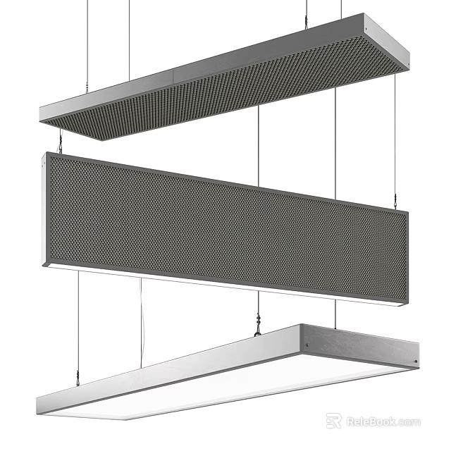 Modern Linear Pendant Lights With Mesh Design And Metallic Finish For Contemporary Interiors 3d model 