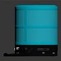 Portable Bluetooth Speaker with Blue Cylindrical Design LED Light Function Control Buttons and Hanging Rope