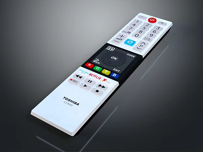 Toshiba TV Remote Control With White Design And Various Function Buttons 3d model