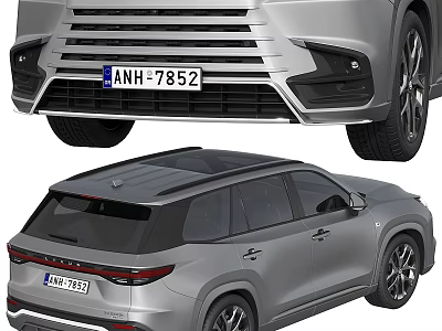 Silver SUV Car With Front Grille Design And Side Profile Exterior Features 3d model