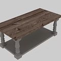 Elegant Dining Table With Marble Top And Grey Carved Column Legs Design 3d model