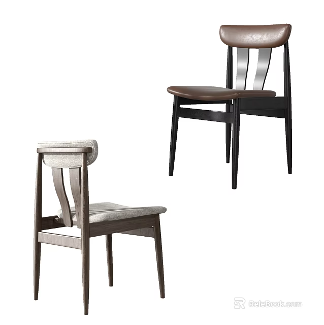 Modern Leisure Chairs With Dark Wood Frame And Light Gray Upholstered Seat Design 3d model 