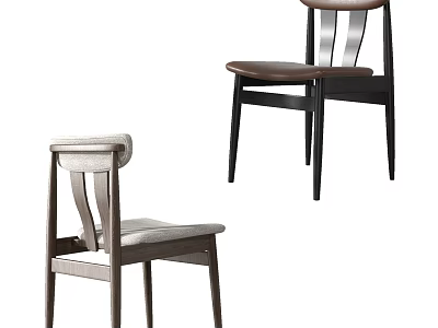 Modern Leisure Chairs With Dark Wood Frame And Light Gray Upholstered Seat Design 3d model