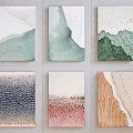 Abstract Textured Wall Art Paintings with Green Blue Pink Orange Tones