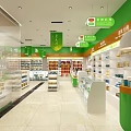 Modern Pharmacy Store Interior With Bright Lighting Organized Shelves And Health Products