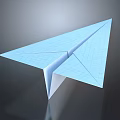 Light Blue 3D Paper Airplane With Grid Pattern On Dark Reflective Backdrop 3d model