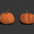 Group of Orange Carved Halloween Pumpkins With Spooky Faces On White Background For Decoration