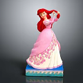 Elegant Princess Character With Red Long Hair And Pink White Gown On Blue Base