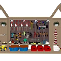Public Facility Tool Storage Area With Pegboard Hooks Tools And Traffic Cones