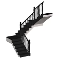 Elegant Modern Interior Staircase With Black Railings And Steps Design 3d model