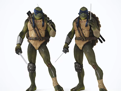 Teenage Mutant Ninja Turtles Action Figures Holding Swords With Armor And Belts 3d model