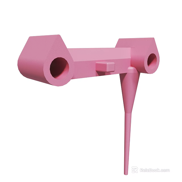 Pink 3D Printed Object With Two Circular Holes And Elongated Rod Design 3d model 