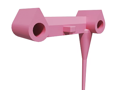 Pink 3D Printed Object With Two Circular Holes And Elongated Rod Design 3d model