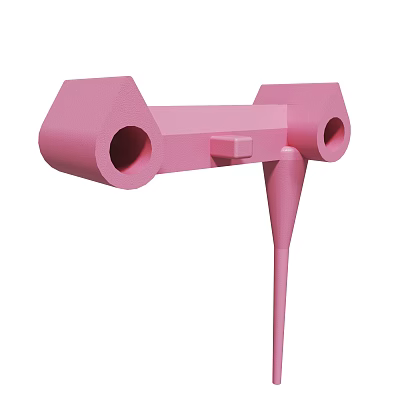 Pink 3D Printed Object With Two Circular Holes And Elongated Rod Design 3d model