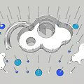3D Children's Play Area With Curved Slide Circular Climbing Structure White Pillars And Blue Balls