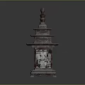 Traditional Japanese Wooden Lantern Furniture With Multi Tiered Design And Illuminated Interior