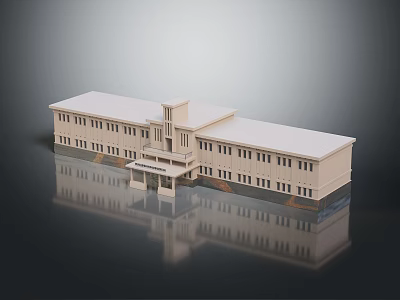 Modern Commercial Complex Building Model With Symmetrical Structure Multiple Windows And Entrance Area 3d model