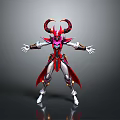 Mythical Fantasy 3D Character With Red Purple Armor Horns And Flowing Cape