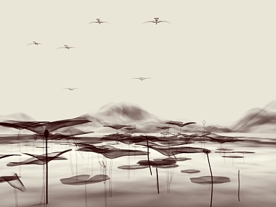 New Chinese Landscape Ink Painting 3d model