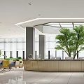 Modern Hotel Lobby Interior With Circular Reception Desk Large Tree And Comfortable Seating