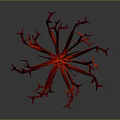 Red Plant With Branch Like Twiggy Structure And Decorative Artistic Design