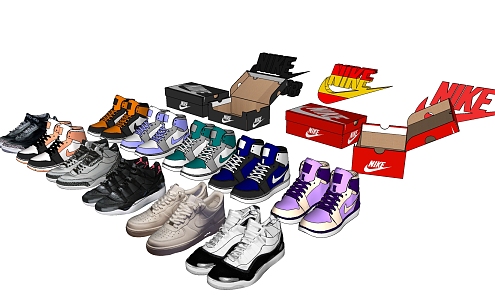 Modern Shoes Nike Sneakers Shoe Box 3d model