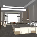 Modern Hotel Guest Room With King Bed Flat Screen TV And Sofa Seating