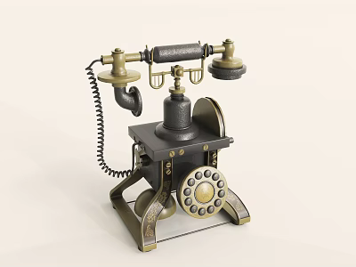 Vintage Rotary Dial Telephone As Classic Daily Electrical Appliance With Retro Design 3d model