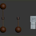 Brown And White Street Lamps With Double And Single Light Heads And Metal Bases