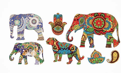 2D Elephant Dancer Animal Symbol Embroidery Print 3d model