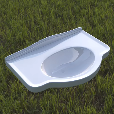 Modern White Washbasin Design With Smooth Surface On Green Grass Background 3d model